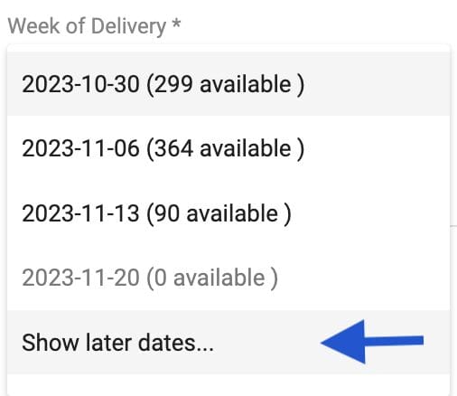 week of delivery